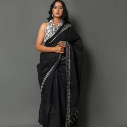 Craft Musium Ethnic Motifs Pure Cotton Bagru Saree-48