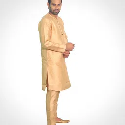 House of Aqss Men Regular Dupion Silk Kurta with Pyjamas image 3