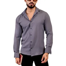 IKON FASHION Men Original Slim Fit Solid Spread Collar Casual Shirt-picture-22