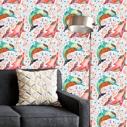 ArtzFolio Printed UV-Resistant Anti-Bacterial Dolphins With Bubbles Peel & Stick Wallpaper-image-49