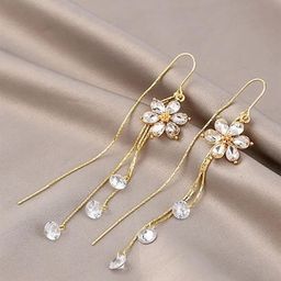 EL REGALO Artificial Stones Studded Floral Shaped Drop Earrings-picture-31