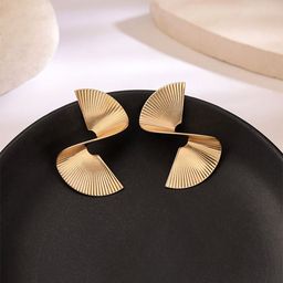 Yellow Chimes Gold Plated Contemporary Drop Earrings-11