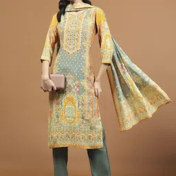 Meena Bazaar Women Floral Printed Regular Kurta with Trousers & With Dupatta-14