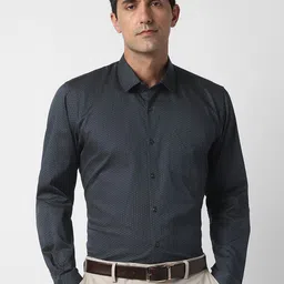 Peter England Floral Printed Spread Collar Pure Cotton Slim Fit Formal Shirt-picture-7