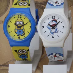 VIRAKTI Kids-Unisex Pack Of 2 Round Printed Dial & Straps Analogue Watch KID-01-14-COMBO-3