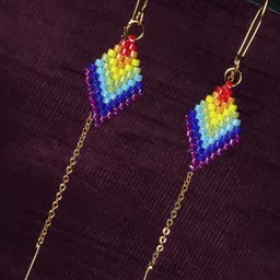 Threads & Beads Diamond Shaped Drop Earrings-image-92