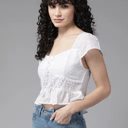 BAESD Georgette Cinched Waist Crop Top-image-94