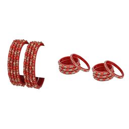 SOMIL Set Of 16 Artificial Stones Glass Bangles-picture-24