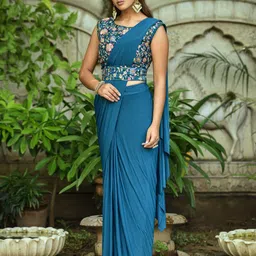KALINI Embroidered Belted Saree-image-33
