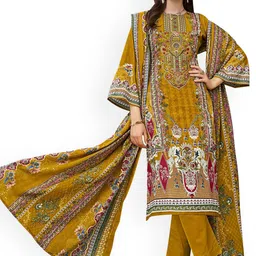 DRAVINAM Trends Embroidered Pure Cotton Unstitched Dress Material-image-20