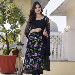 Anouk Women Floral Printed Regular Pure Cotton Kurta with Trousers & With Dupatta-40