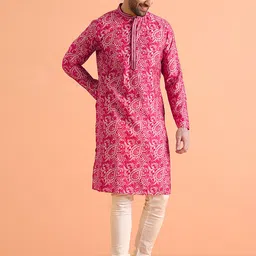 KISAH Men Paisley Regular Fit Printed Kurta Churidar Set-30