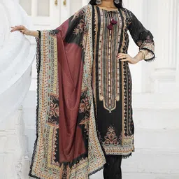 MITTOO Women Printed Regular Kurti with Trousers & With Dupatta-picture-6