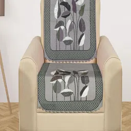 Myntra Elegant Homes Green & White 2 Pieces Printed 1 Seater Velvet Sofa Cover-25