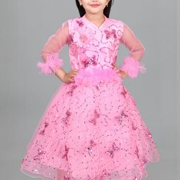 Zenat Pink Polyester Dresses-10