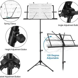 corslet Foldable Music Notation Stand GH 522 Music Stand Adjustable Music Sheet Stand Foldable Music Sheet Stand image 2