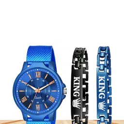 Miss Perfect Men Round Dial Watch and 2pc Bracelets Gift Set-picture-15