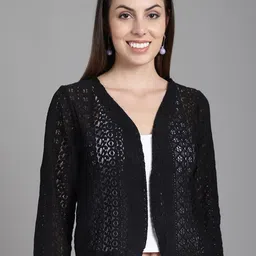 SZN Self Design Cotton Open Front Shrug-picture-32