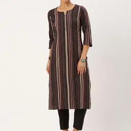 KALINI Striped Straight Kurta with Trousers-picture-21