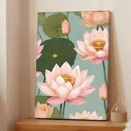 Art Street Blue & Pink Single Piece Canvas Floral and Botanical Wall Paintings-image-81