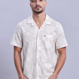 Tommy Hilfiger Men Regular Fit Cuban Collar Floral Printed Cotton Casual Shirt-image-42