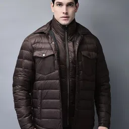 Woods Men Double Collar Solid Casual Padded Jacket-picture-20