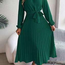 StyleCast x Revolte Solid A-Line Pleated Midi Dress-image-47