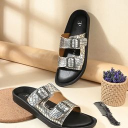 El Paso Women Synthetic Leather Open Toe Flats With Buckles-12