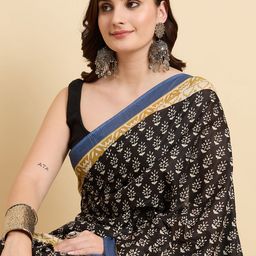 Anouk Rustic Floral Block Printed Saree image 4