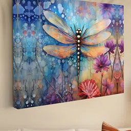 Myntra Elegant Homes Blue & Orange 1 Piece Canvas Birds and Animals Wall Paintings-image-3