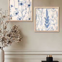 WALLLANE Brown & Blue 2 Pieces Floral & Botanical Wood Wall Art-image-11