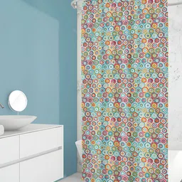 ArtzFolio Green & Pink Geometric Printed Water Proof Shower Curtain-image-52