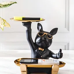 SMOKEY COCKTAIL Black Bulldog Statue Birds and Animals Figurine Showpiece-image-11
