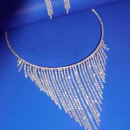 Niscka Silver-Plated American Diamond Studded Jewellery Set-picture-2