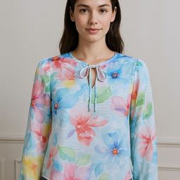 all about you Women Floral Printed Tie-Up Neck Top-picture-29
