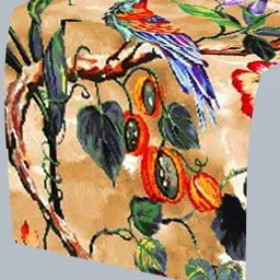 Lushomes Brown & Green Peacock Printed Rectangular Table Runner image 1