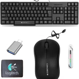 TagVin Wired K20 Keyboard, Mouse, Mouse Pad, C-OTG and Cable Protector .(Set of 5). Combo Set-0