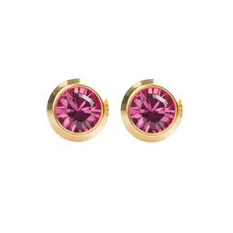 STUDEX Stainless Steel 24K Gold Plated Artificial Stones Studded Circular Shaped Studs-51