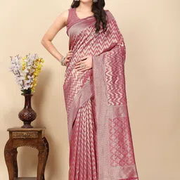 J 6 DESIGNER Ethnic Motifs Woven Design Zari Banarasi Saree-picture-42