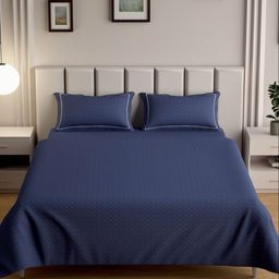 Mulberry Living Blue Geometric 300 TC King Bedsheet with 2 Pillow Covers-55
