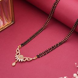 Jazz and Sizzle 18K Rose Gold-Plated Cubic Zirconia Studded & Beaded Mangalsutra-10