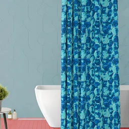ArtzFolio Sea Green & Blue Geometric Printed Waterproof Shower Curtain-image-51