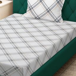 Myntra Elegant Homes White & Grey Geometric 280 TC Single Bedsheet Set-1.52 m x 2.28 m-image-53
