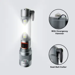 waken Self Defence Torch with Seat Belt Cutter 5 Lighting Modes With Red-Blue Blinker Torch image 2