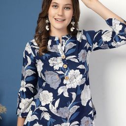 Pristyle Women Floral Print Mandarin Collar Styled Back Top-image-39