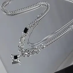 StyleCast x Revolte Stainless Steel Silver-Plated Artificial Stones Minimal Necklace-81