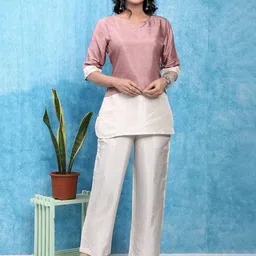 BABRU Women Pure Tusser Silk Tunic with Palazzo-picture-17