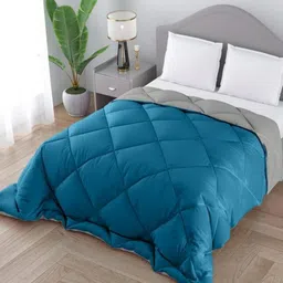 CHICERY Blue & Grey Microfiber AC Room Single Bed Comforter-17