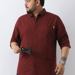Urbano Plus Size Men's Maroon Cotton Full Sleeve Regular Fit Casual Solid Shirt-picture-17