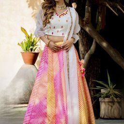 Kaizen TEXO FAB Embroidered Semi-Stitched Lehenga & Unstitched Blouse With Dupatta-24